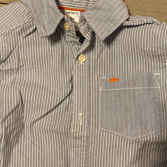 Carter’s, 2-piece set. Button down, striped shirt, green pants. GUC. 3T - Picture 2 of 6